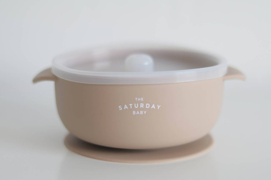Suction Bowl With Lid: Coral
