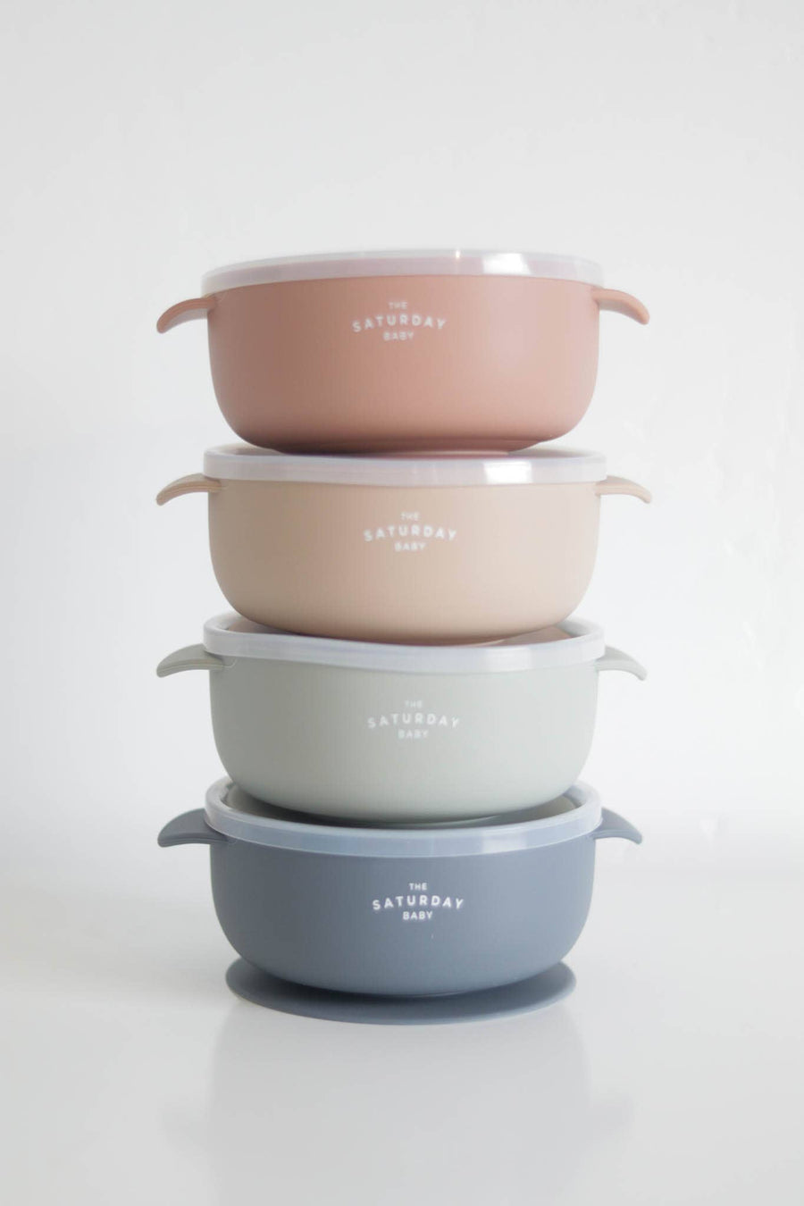 Suction Bowl With Lid: Peach
