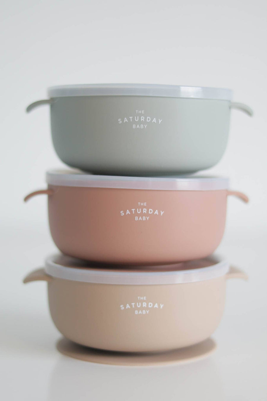 Suction Bowl With Lid: Sage