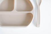 Silicone Suction Plate With Lid and Spoon: Sand