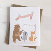 Hip Hip Hooray - Woodland Animal Parade Celebration Card