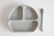 Silicone Suction Plate With Lid and Spoon: Coral