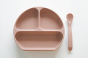 Silicone Suction Plate With Lid and Spoon: Sky