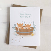 Twice As Sweet - Twin New Baby Fox Bubble Bath Greeting Card