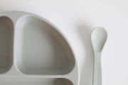 Silicone Suction Plate With Lid and Spoon: Cloud