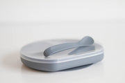 Silicone Suction Plate With Lid and Spoon: Sky