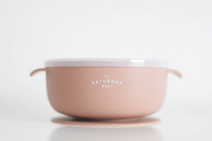 Suction Bowl With Lid: Coral