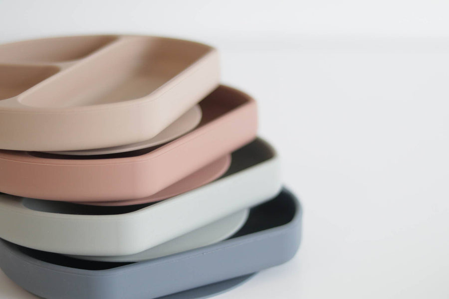 Silicone Suction Plate With Lid and Spoon: Cloud