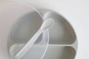 Silicone Suction Plate With Lid and Spoon: Ocean