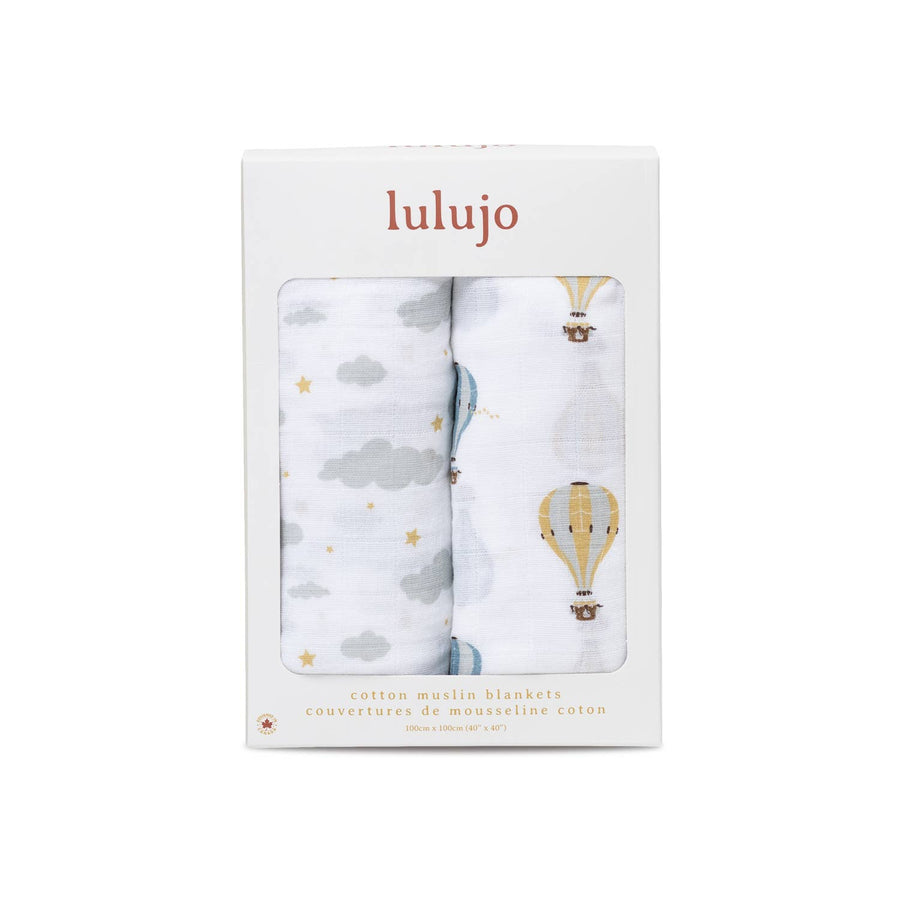 Hot Air Balloons & Clouds 2pk Muslin Swaddle