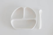 Silicone Suction Plate With Lid and Spoon: Cloud