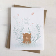 Hello Baby Bear - New Baby Shower Woodland Greeting Card
