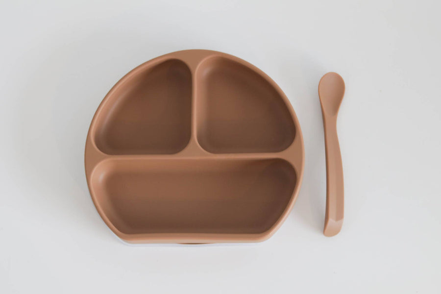 Silicone Suction Plate With Lid and Spoon: Coco