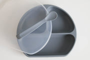 Silicone Suction Plate With Lid and Spoon: Sand