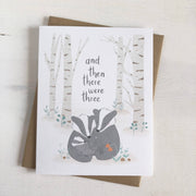 Family of Three - Woodland Badger First-time Parents Card