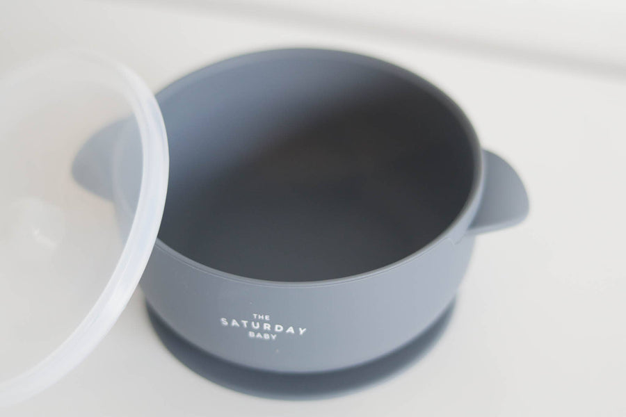 Suction Bowl With Lid: Coral