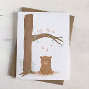 Hello Little One - New Baby Bear Woodland Greeting Card