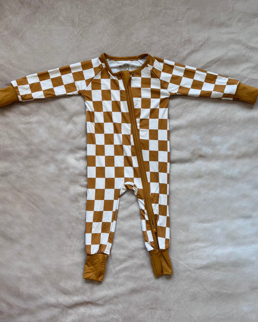 Amberwood Checkered Bamboo Romper