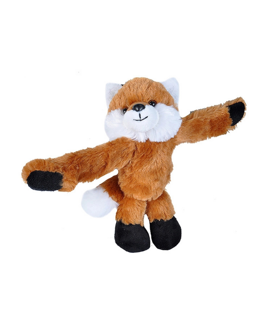 Plush toy resembling a red fox on a white background