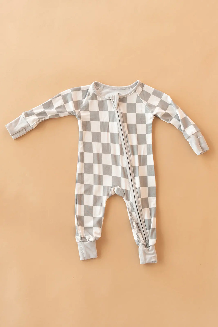 Silver Moss Checkered Bamboo Romper