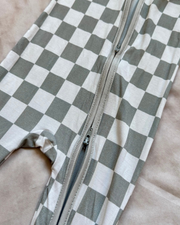 Silver Moss Checkered Bamboo Romper