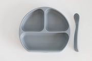 Silicone Suction Plate With Lid and Spoon: Sky