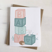Baby Blocks - New Baby Shower Woodland Greeting Card