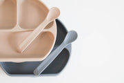 Silicone Suction Plate With Lid and Spoon: Ocean