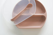 Silicone Suction Plate With Lid and Spoon: Sky