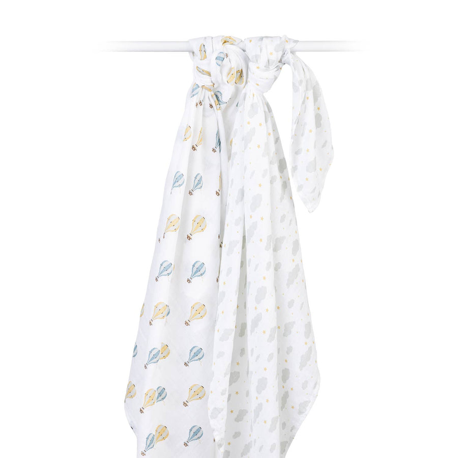 Hot Air Balloons & Clouds 2pk Muslin Swaddle