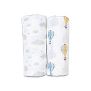 Hot Air Balloons & Clouds 2pk Muslin Swaddle