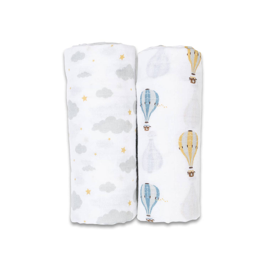 Hot Air Balloons & Clouds 2pk Muslin Swaddle