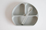 Silicone Suction Plate With Lid and Spoon: Peach