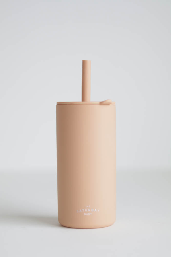 Peach Kid Silicone Straw Cups